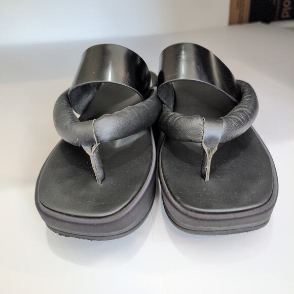 4CCCCEES Eclipse Sling Shoe Black Thong Sandal Platform Leather 39 US 8-8.5 $350 - Picture 8 of 14